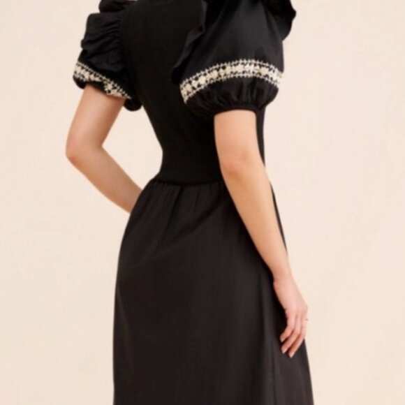 Cleobella Women’s Black Midi Dress – Puff Sleeve - Picture 2 of 15